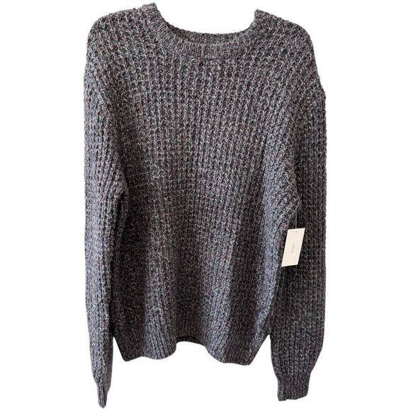 VINCE Gray Marled Waffle Wool Cashmere blend Crew Neck Sweater S Christmas - Picture 5 of 8
